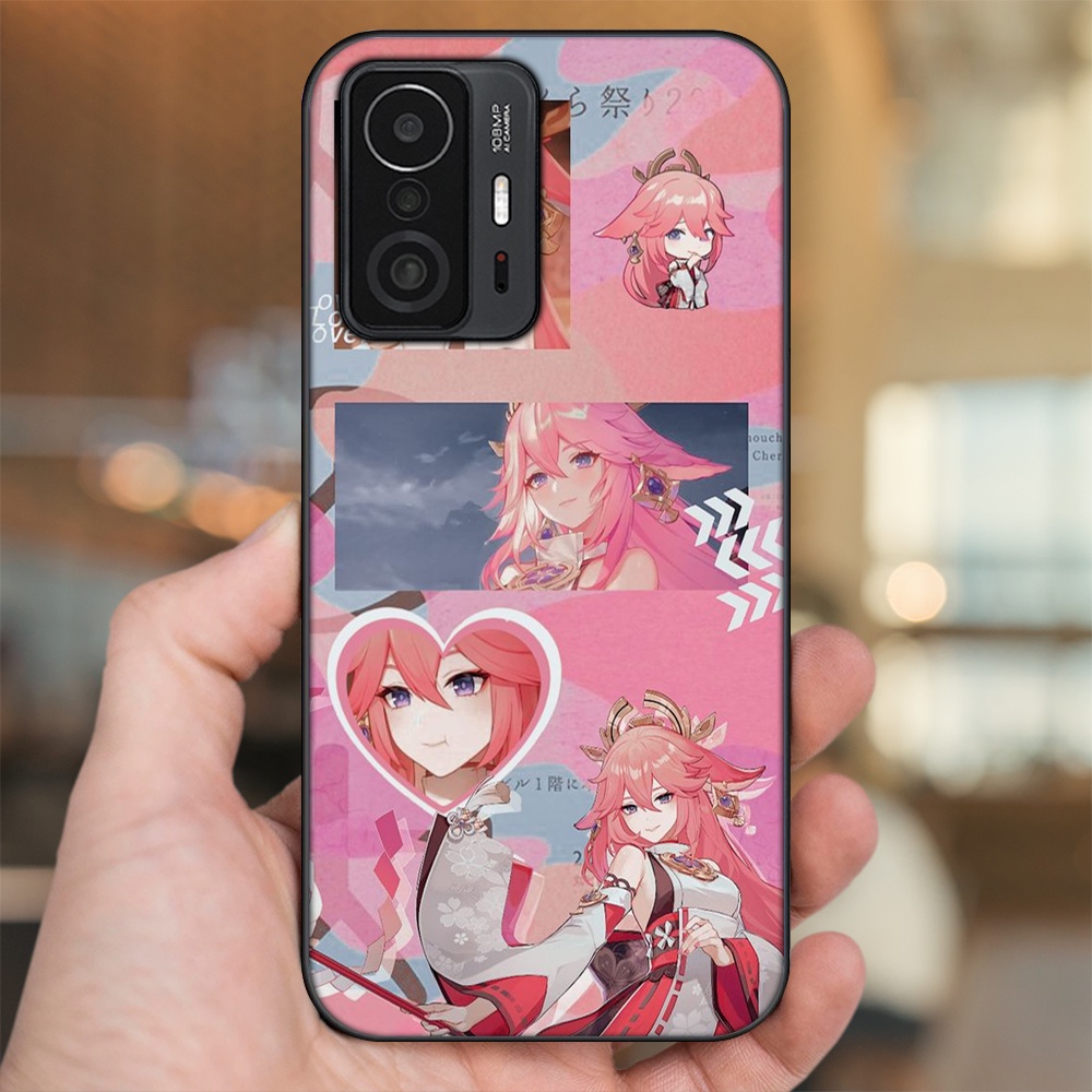 Ốp lưng Xiaomi 11T viền đen in hình Yae Miko Genshin Impact