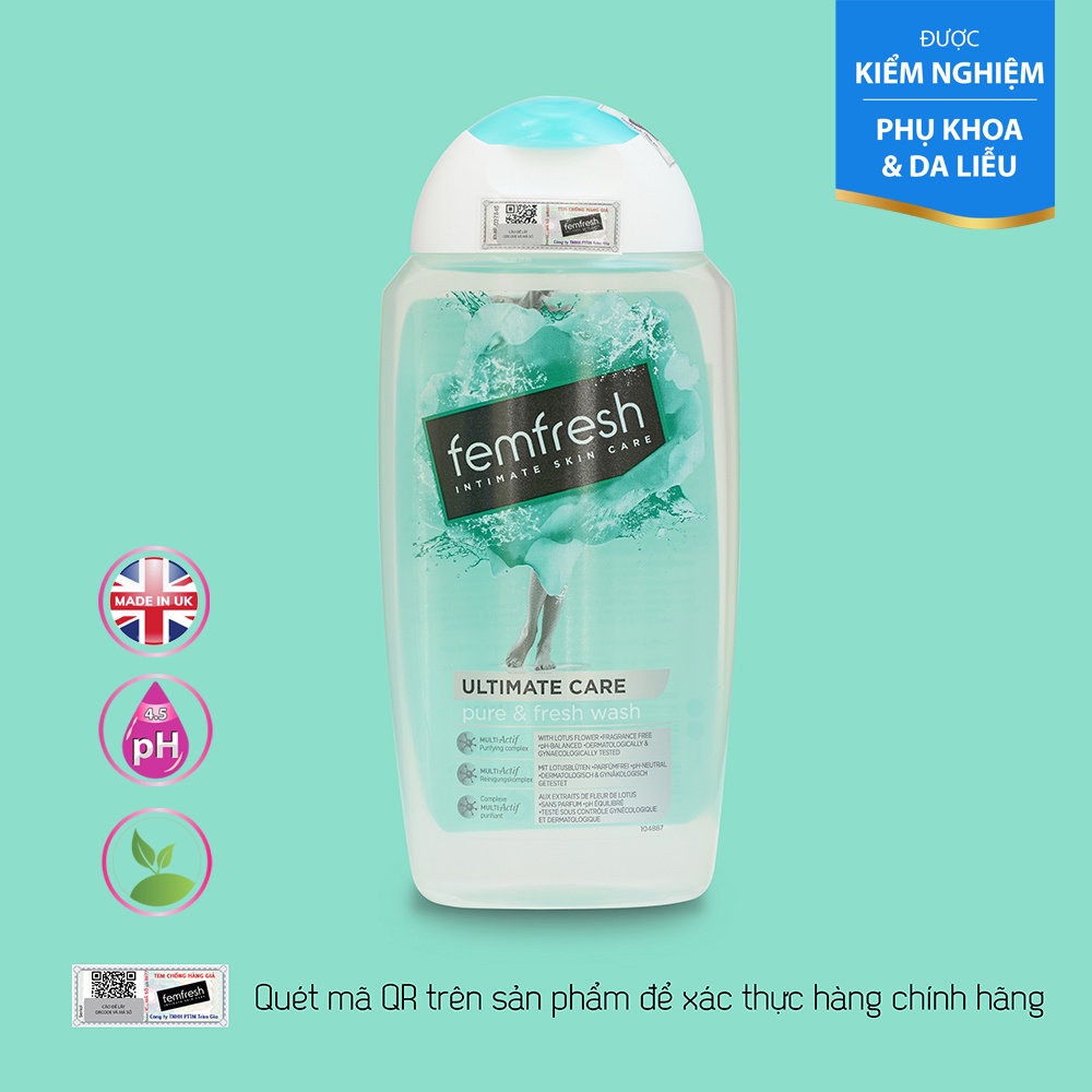 Dung Dịch Vệ Sinh Phụ Nữ FEMFRESH cao cấp cho da nhạy cảm Femfresh Pure &amp; Fresh Wash 250ml