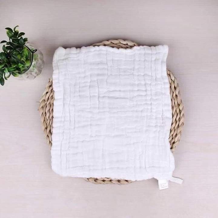 [SET 5 CHIẾC] Khăn sữa cotton nhăn trơn màu 6 lớp rửa mặt siêu mềm và siêu thấm cho bé (KT 30*30cm)