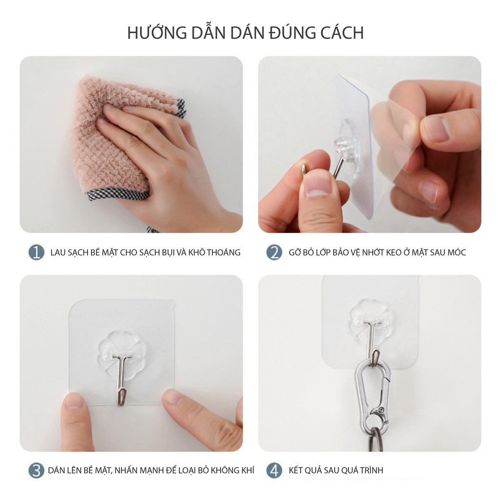 Combo 20 MIẾNG DÁN TƯỜNG CHỊU LỰC-MÓC DÁN TƯỜNG SIÊU DÍNH 6 X 6