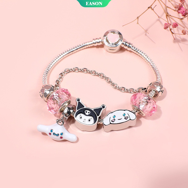 Vòng Tay Chuỗi Hạt Pha Lê Mặt Hình Kuromi Hoạt Hình Dễ Thương Tinh Tế Cho Nữ