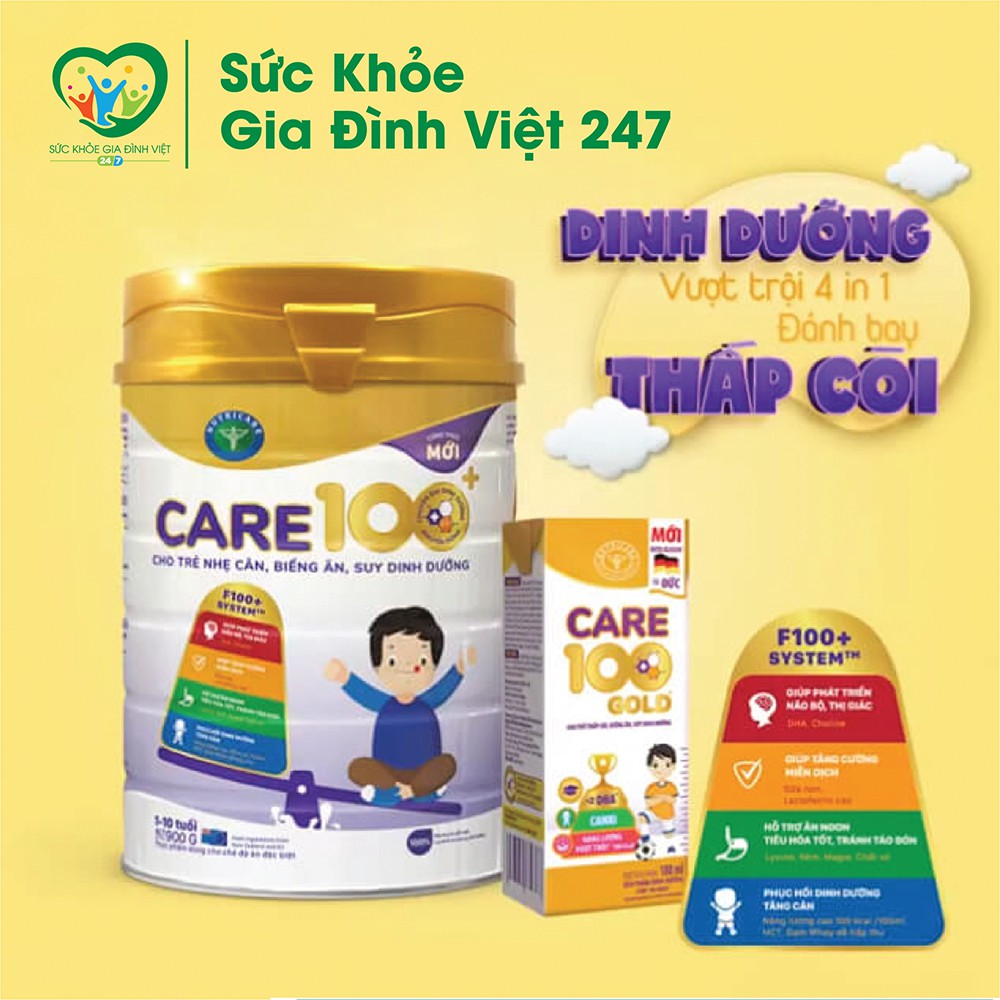 Sữa nutri CARE 100+ 900g - Khắc phục sự biếng ăn cho trẻ - Sữa dinh dưỡng &quot;4 in 1&quot;