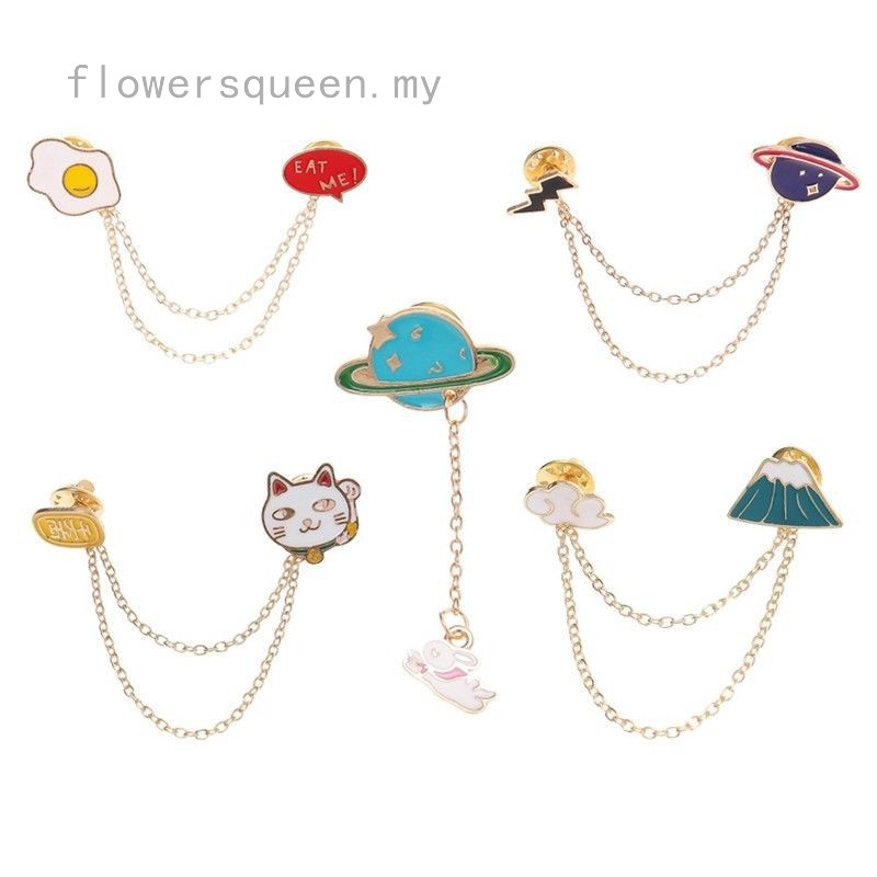 flowersqueen Ghim cài áo hình mèo thỏ và hành tinh