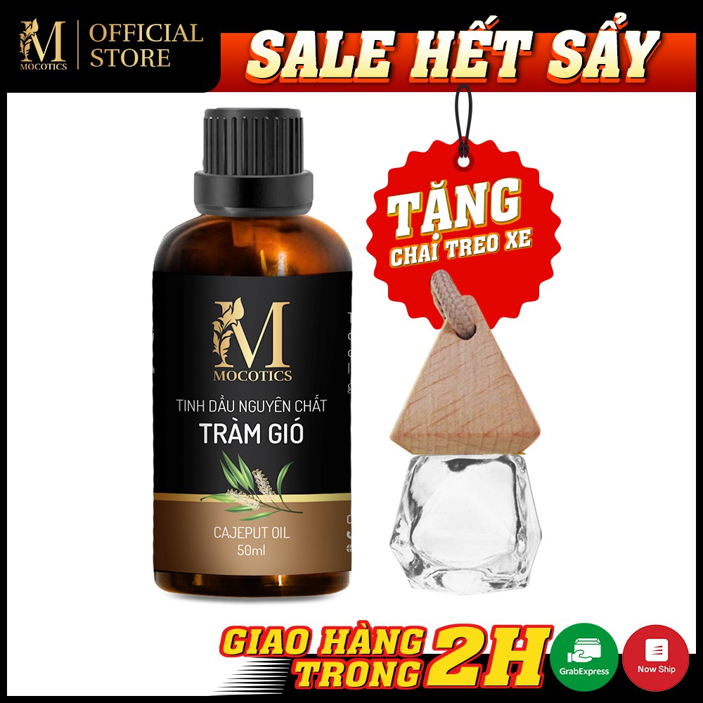 Tinh dầu Tràm Gió Mocotics Chai 50ML | 100% Nguyên Chất | Xông Giải Cảm Cho Mẹ và Bé | Tặng lọ treo tinh dầu treo xe