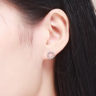 [BẠC THIẾT KẾ] KHUYÊN TAI BẠC BLUE STAR