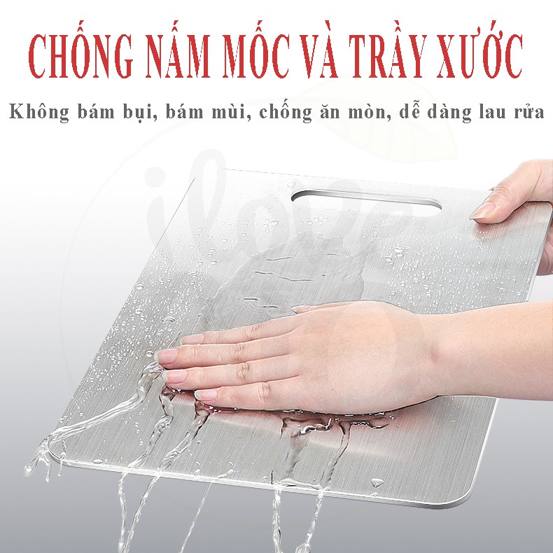 Thớt INOX chữ nhật kháng khuẩn cao cấp - Rã đông tốt, chống gỉ sét, vi khuẩn, dễ dàng vệ sinh [ Dày 0,3cm ] – BIO127
