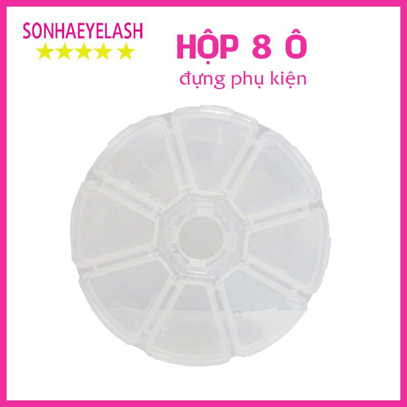 Hộp tròn 8 ô đựng đồ, đựng fan mi, mi rời, mi hủ, đựng trang sức và phụ kiện