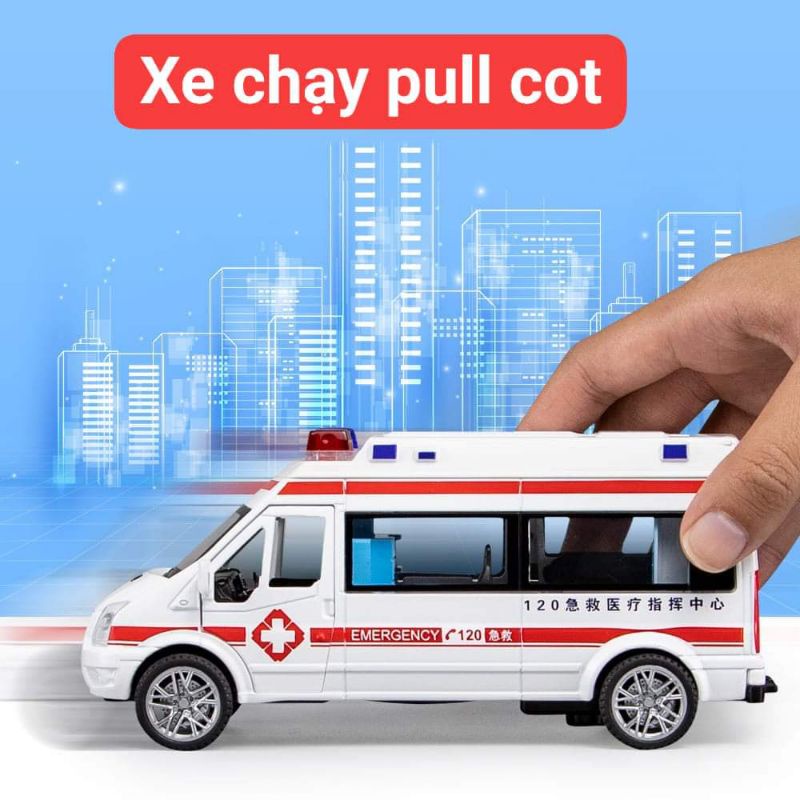 Mô hình xe cứu thương kim loại kèm băng ca 1:32