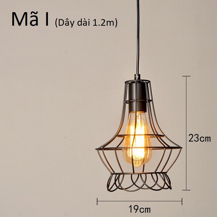 Đèn thả khung sắt nghệ thuật, đèn thả bàn ăn TSIB (gồm bóng)