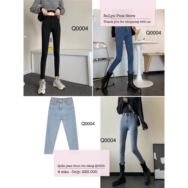 Quần jean dài dáng Skinny 4 màu, chất jean co dãn thoải mái, màu basic cơ bản dễ phối