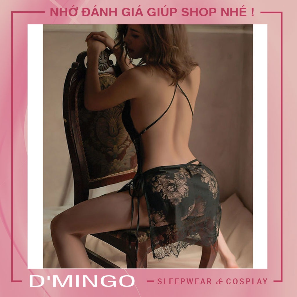 Váy ngủ sexy đầm ngủ gợi cảm đồ ngủ cosplay sẽy 2 dây ren hở lưng xuyên thấy( tặng kèm quần chip lọt khe) VN09