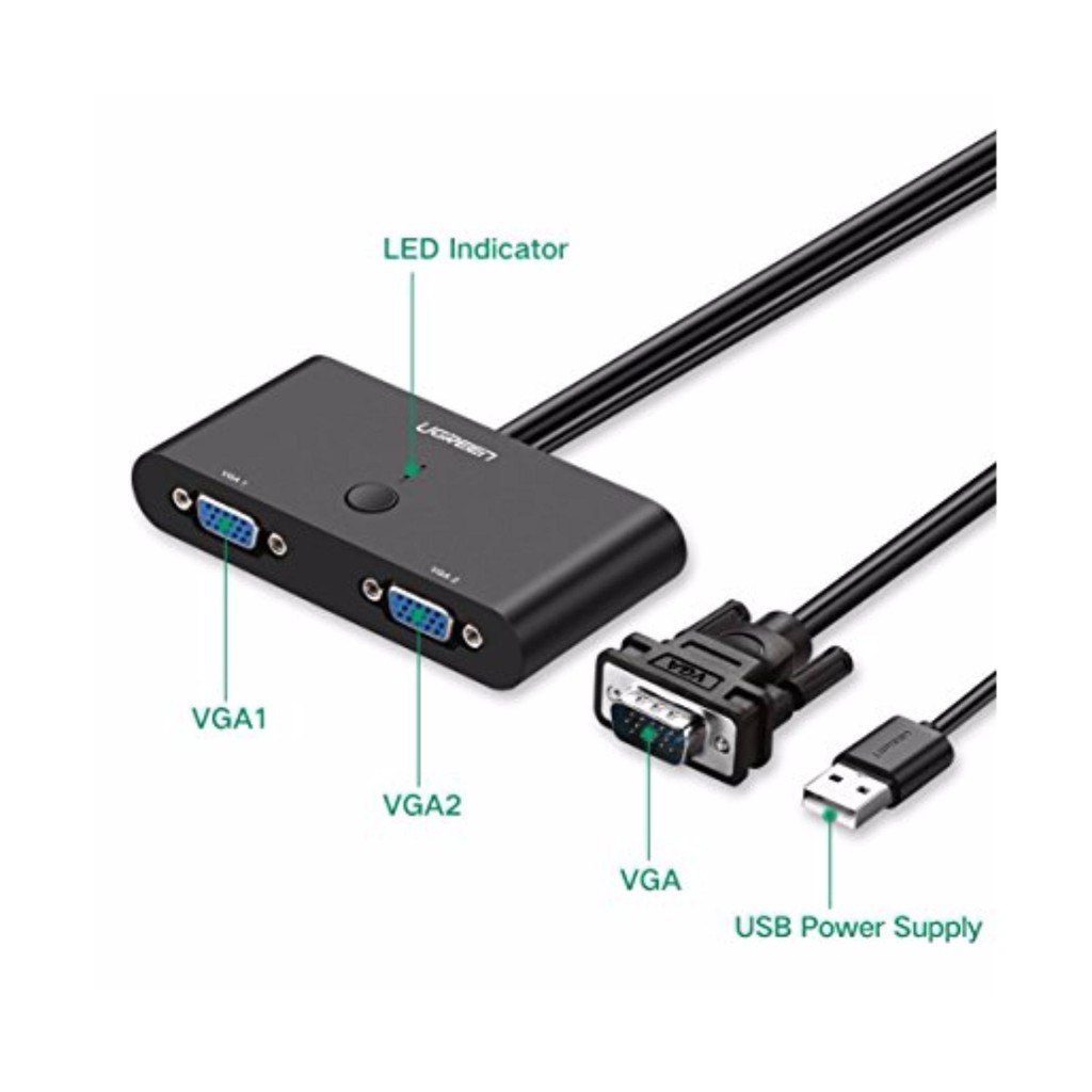 Bộ chuyển đổi 2 cổng VGA màu đen UGREEN MM126 30711
