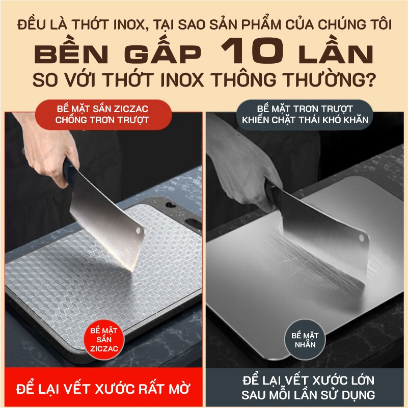 Thớt inox 304 kháng khuẩn cao cấp chống nấm mốc trơn trượt,bền đẹp, an toàn cho sức khỏe khi sử dụng