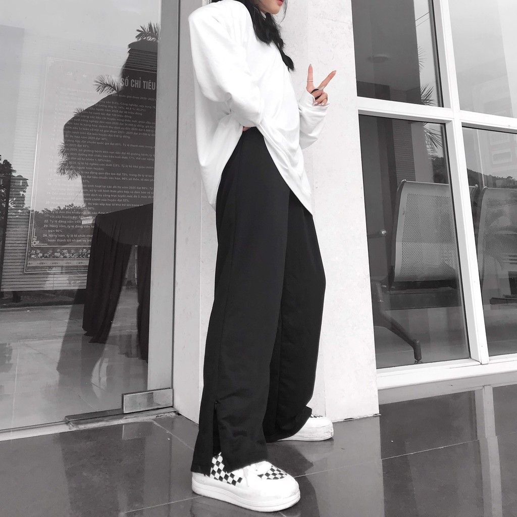 Quần Dài Ống Rộng Phối Zip Unisex CANI Vải Da Cá Dày Dặn Phong Cách Hàn Quốc – Tuni Store