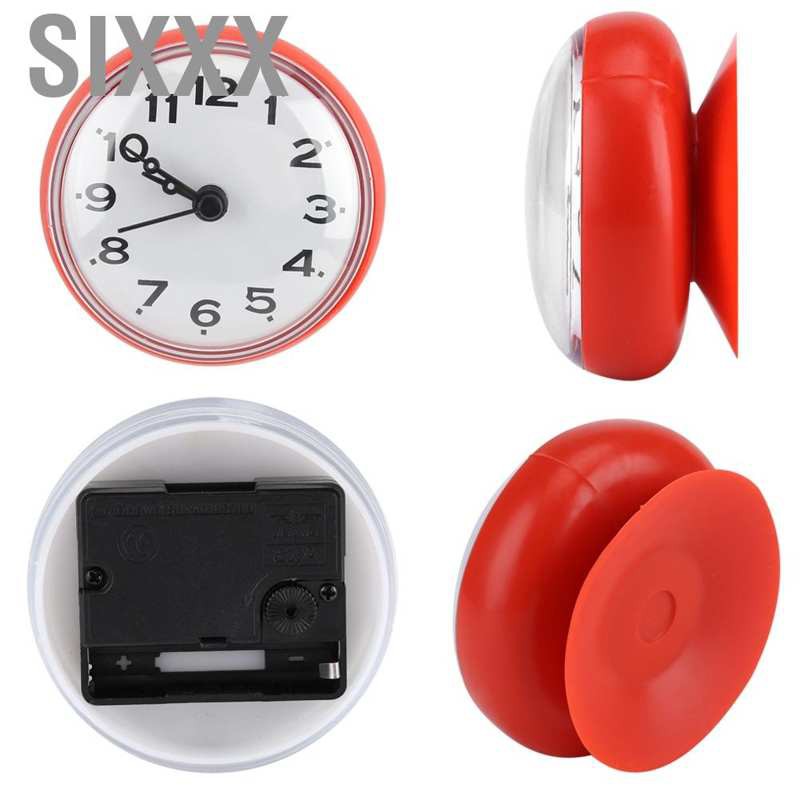 Sixxx Waterproof Suction Wall Window Mirror Bath Shower Clock Home Bathroom Decoration