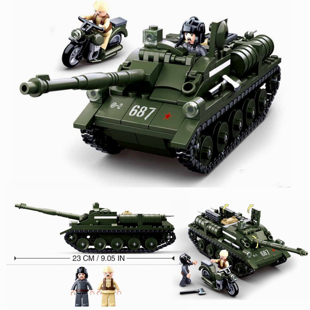 Bộ Đồ Chơi Lắp Ghép  338 Mảnh Ghép Xe Tăng Sluban 0687 WW2 SU85