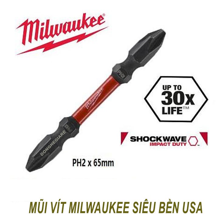 Mũi Vít Milwaukee Cao Cấp - Đầu Bắt Vít 2 Đầu Nam Châm (Siêu Bền)