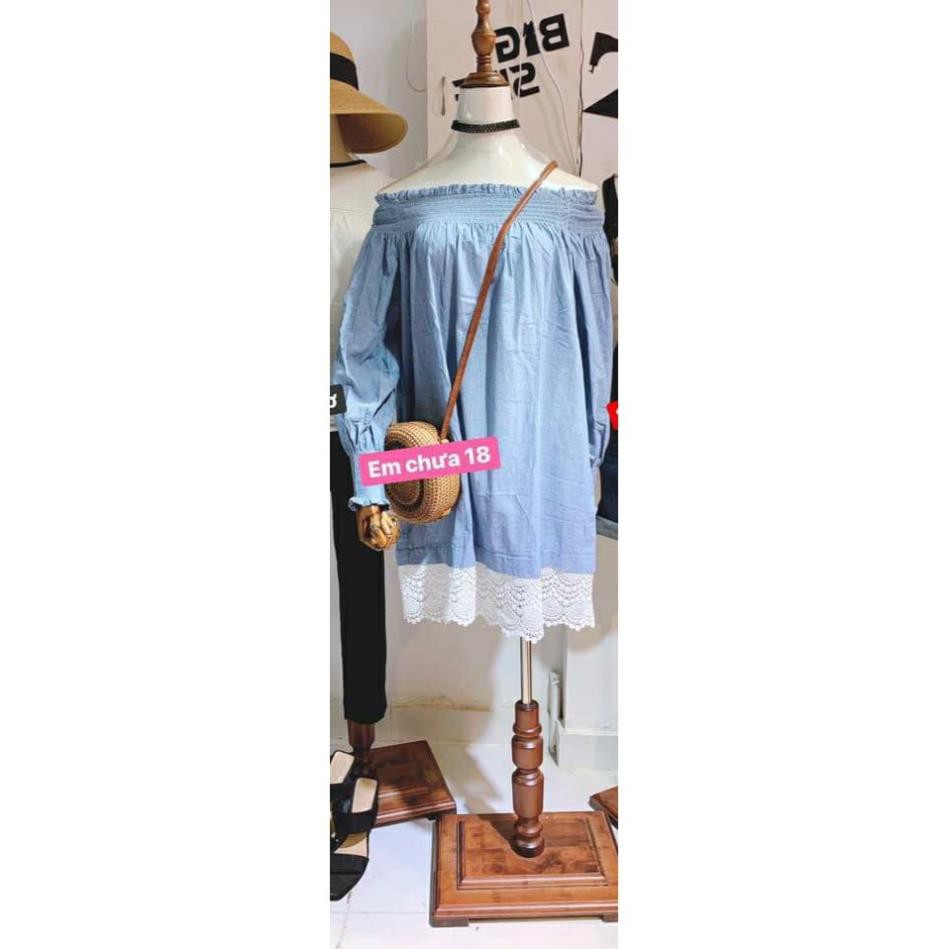 PLUSSIZE ĐẦM JEAN BẸT VAI MIX REN LOVE.J XUẤT XỊN BIGSIZE