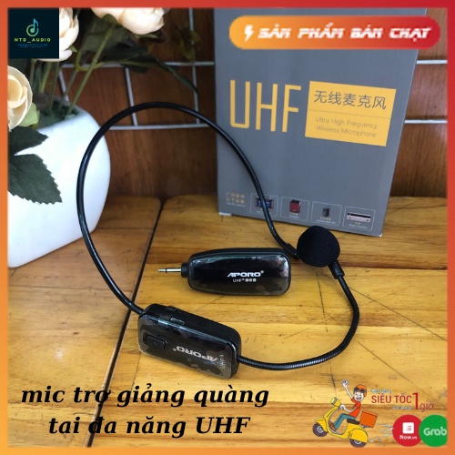 Bộ Micro Đeo Đầu Quàng Tai APORO Không Dây Thay Thế Cho Loa Trợ Giảng Chất Lượng Cao 2.4G /UHF Thu Phát