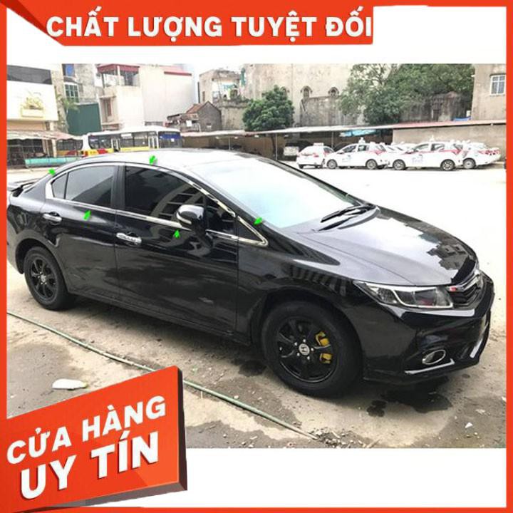 Bộ Nẹp Viền Cong Kính, Chân Kính Inox Dành Cho Xe Ô Tô Honda Civic 2012-2016