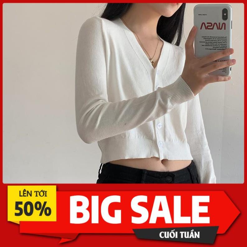 SALE Áo khoác Cardigan Len đan mỏng Cổ tim Dài tay Màu trơn Ulzzang Hàn Quốc Áo Cardigan nữ Tay dài Thời trang