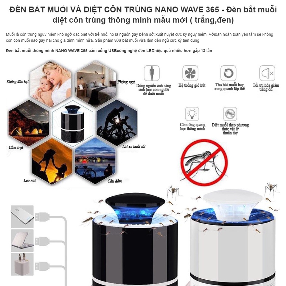 Đèn Bắt Muỗi Cao Cấp , Đèn bẫy muỗi, máy diệt muỗi Mosquito Killing kiêm đèn ngủ chống lóa mắt Bảo Hành 12 Tháng