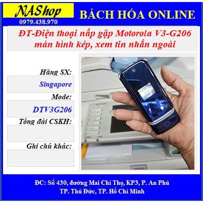 Điện thoại nấp gập Motorola V3-G206 xuất xứ Singapore