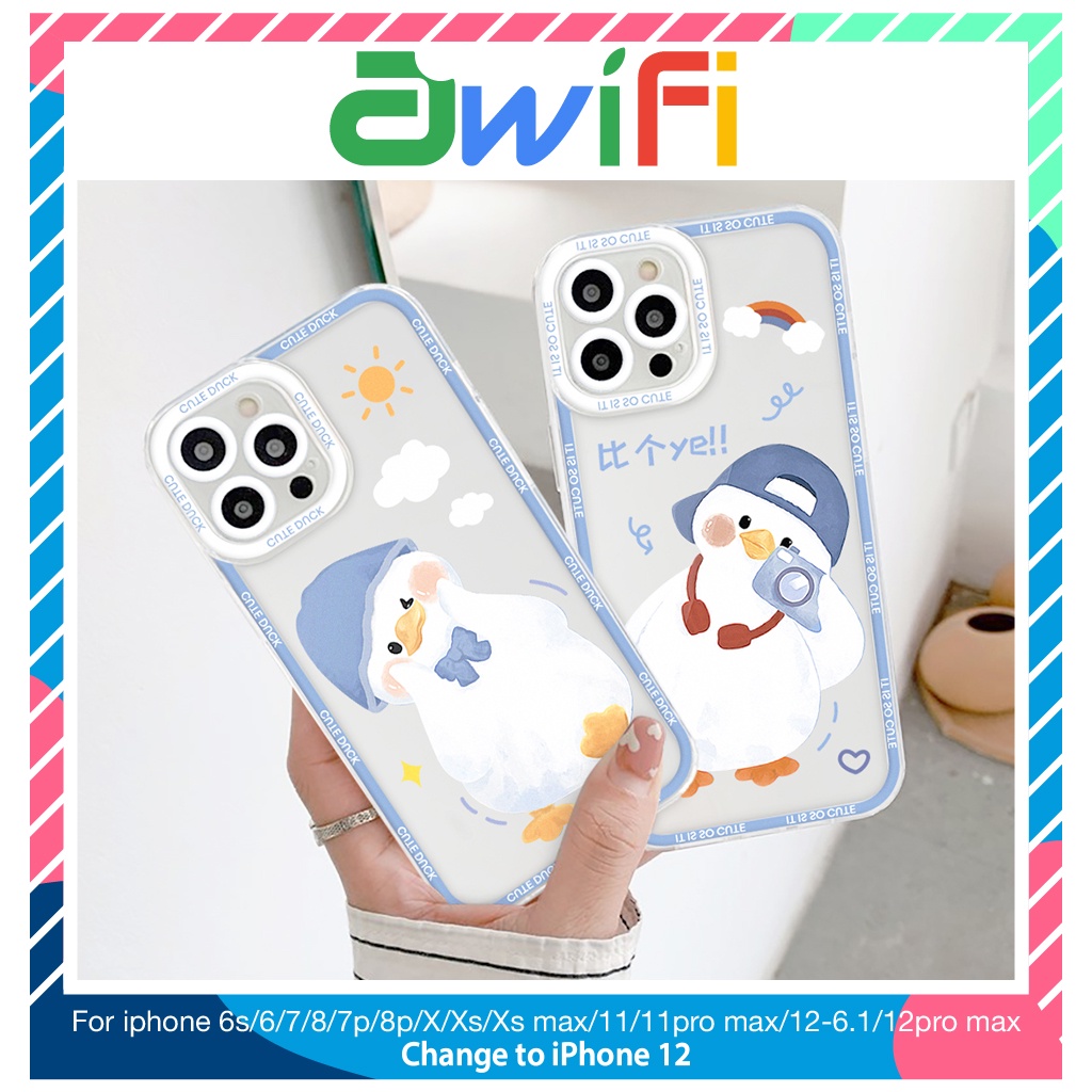 Ốp Lưng Iphone Trong Lỗ Viền Camera Vịt 6/6Plus/7/7Plus/8/8Plus/Xs/11/12/13/Pro/Max/Plus/Promax - Sale Hot K4 - 4