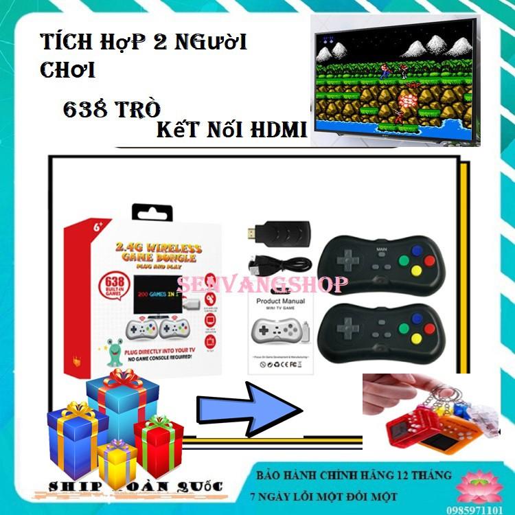 Bộ máy chơi game 638 trò Mario, Contra, Xe Tăng,.. kết nối HDMI không dây hỗ trợ 2 người chơi