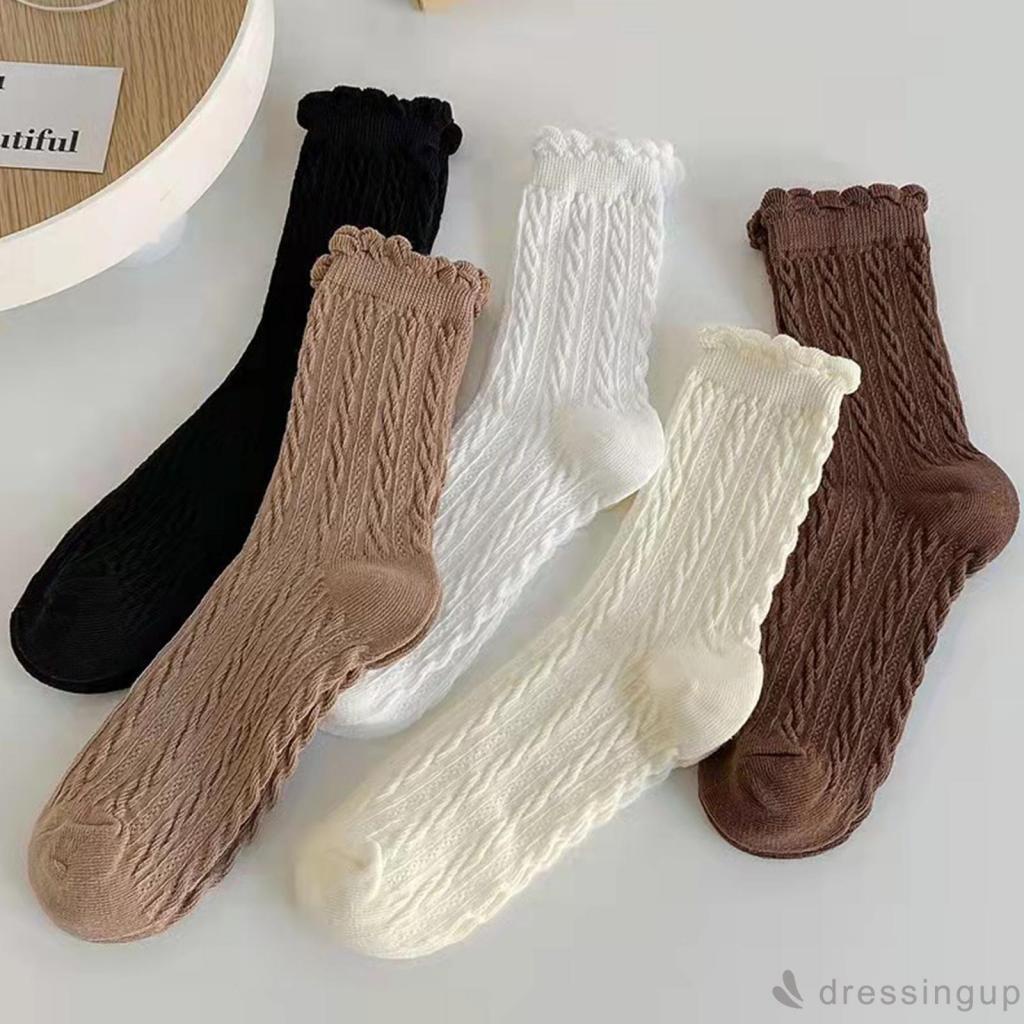 Vớ cotton phối ren thời trang thu đông cho nữ