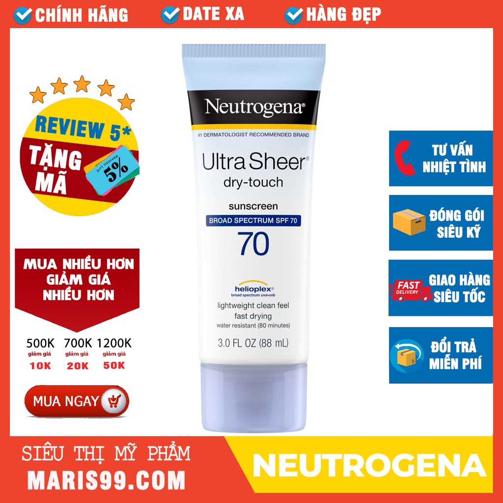 Kem Chống Nắng Neutrogena Ultra Sheer Dry Touch SPF 70 (88ml) _ NTG015CN