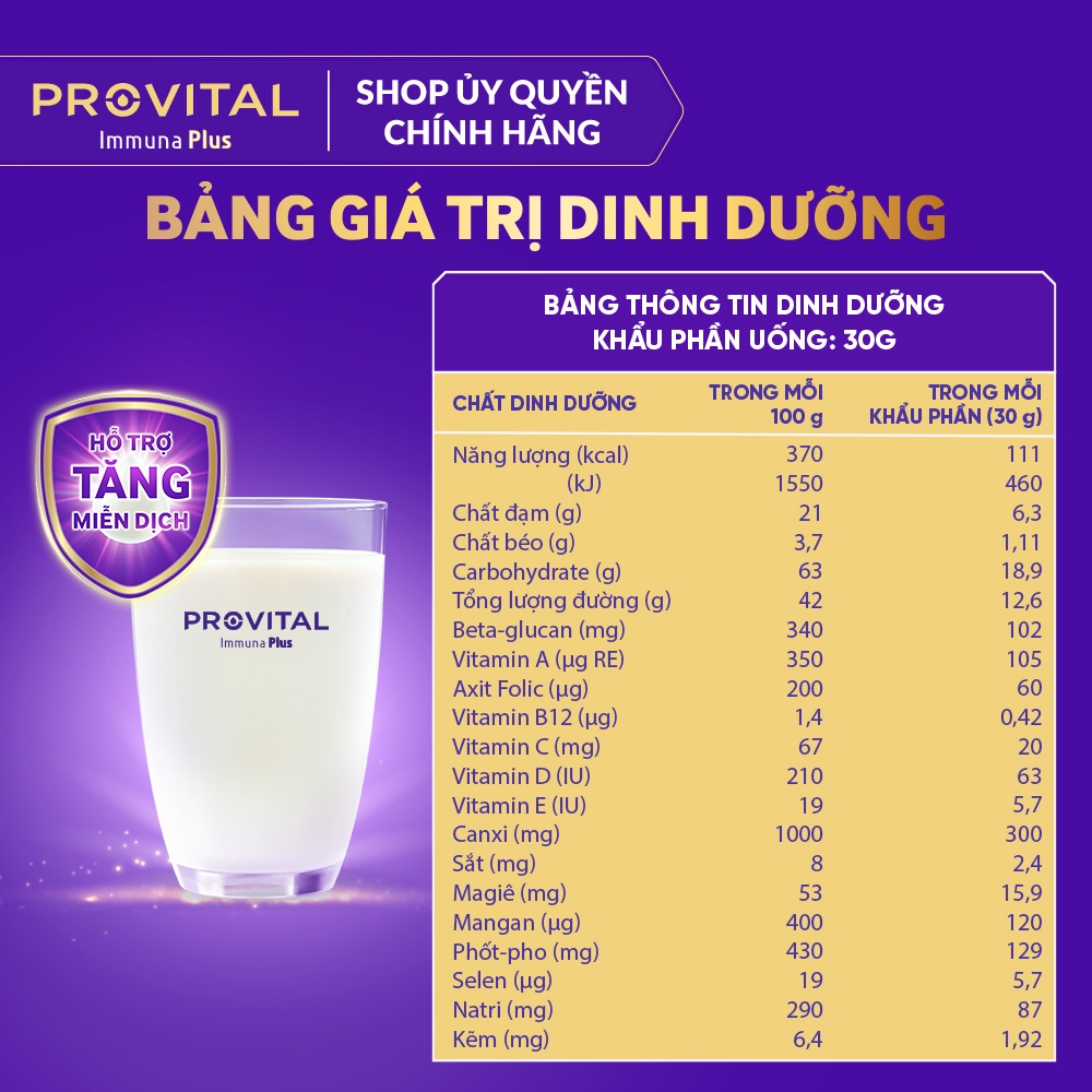 Sữa cho người trưởng thành và lớn tuổi Provital Hộp 960G chính hãng 100% - Giúp tăng cường hệ miễn dịch 🛡️