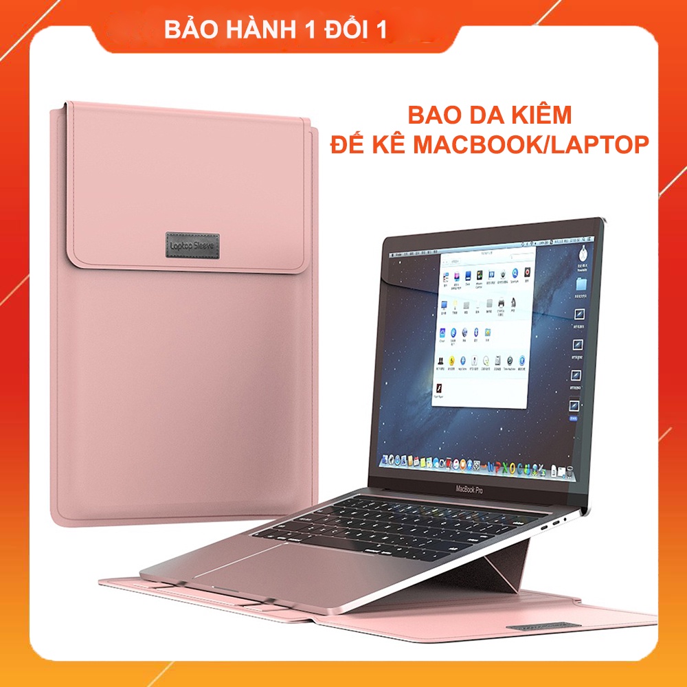 Bao da Macbook Laptop Surface kiêm đế tản nhiệt - Túi da đứng [Hàng Auth – Chọn màu]