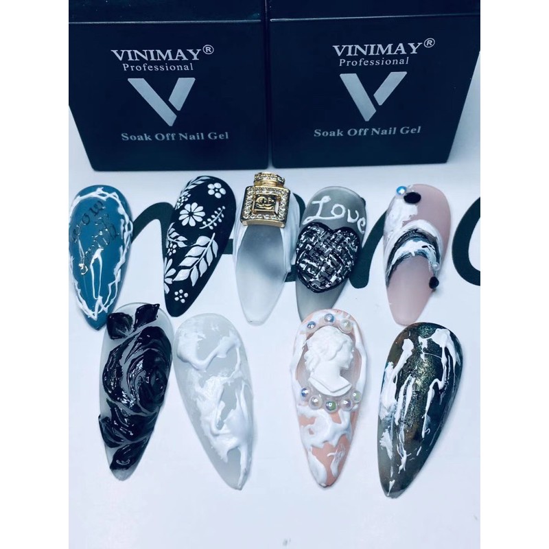 gel xi măng vẽ tạo hình vinimay siêu đặc trắng đen