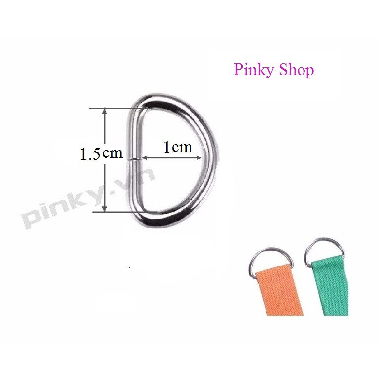 [ Giá sỉ ] Khoen chữ D, khoen D, móc D 1.5cm màu bạc phụ kiện làm túi xách và đồ handmade Pinky Shop mã KDB1.5