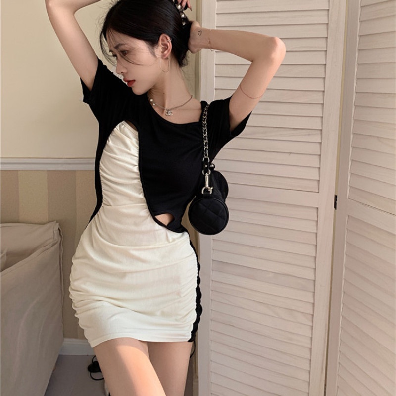 Đầm Tay Ngắn Dáng Ôm Thiết Kế Độc Đáo Thời Trang Quyến Rũ Cho Nữ