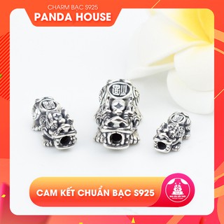 Charm bạc tỳ hưu bạc thái xỏ ngang - Panda House