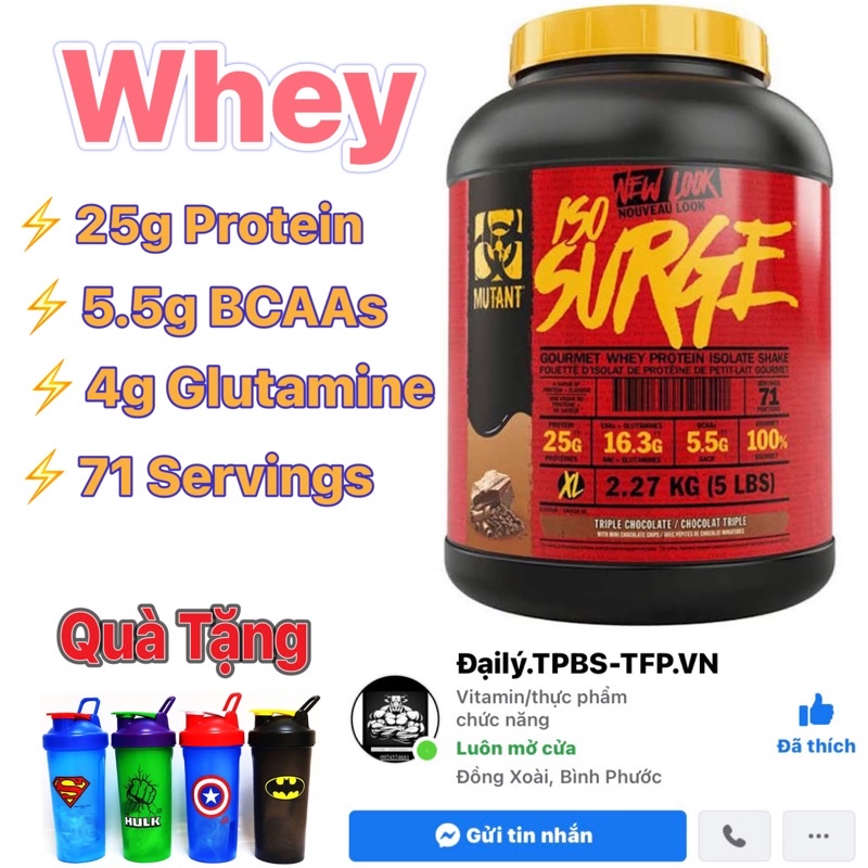 Sữa Tăng Cơ Whey iso surge mutant 2.3kg