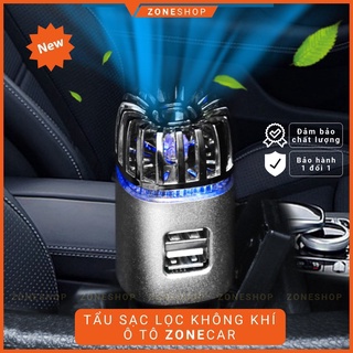 Tẩu Sạc Kiêm Máy Lọc Không Khí Tạo ION Âm Kiêm Tẩu Sạc cao cấp ZONE CAR Dùng Cho Ô Tô 12V, lọc sạch khói thuốc