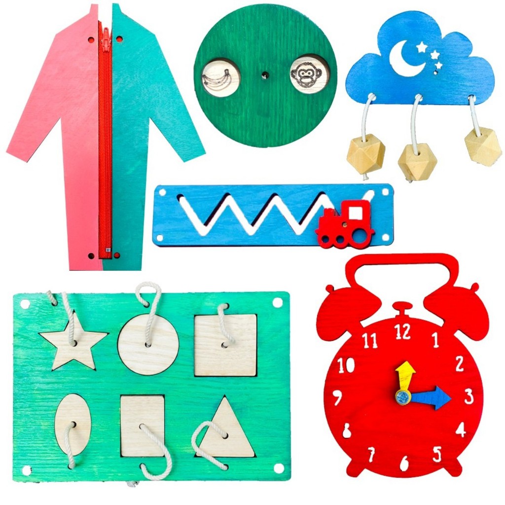 Phụ Kiện Làm Đồ Chơi Bảng Bận Rộn Busy Board Cho Con Tại Nhà Bằng Gỗ