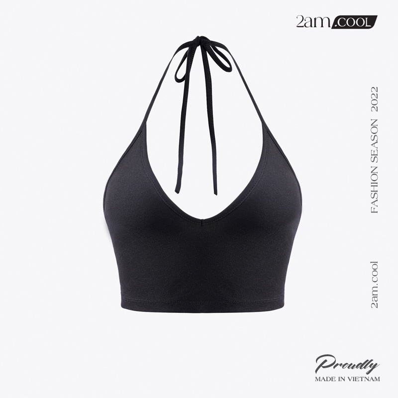 Áo Croptop Nữ Ôm Body Buộc Dây Cổ Nữ Thời Trang Cao Cấp Cotton 4 Chiều Phiên Bản Premium Chống Nhăn 2AM