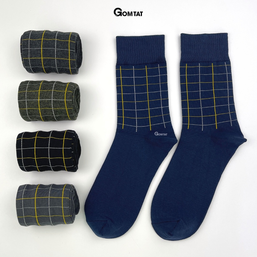 Tất đi giày tây nam cao cấp họa tiết Caro, vớ nam công sở chất liệu cotton hút ẩm thoáng khí - GOM-TAYCARO-1DOI
