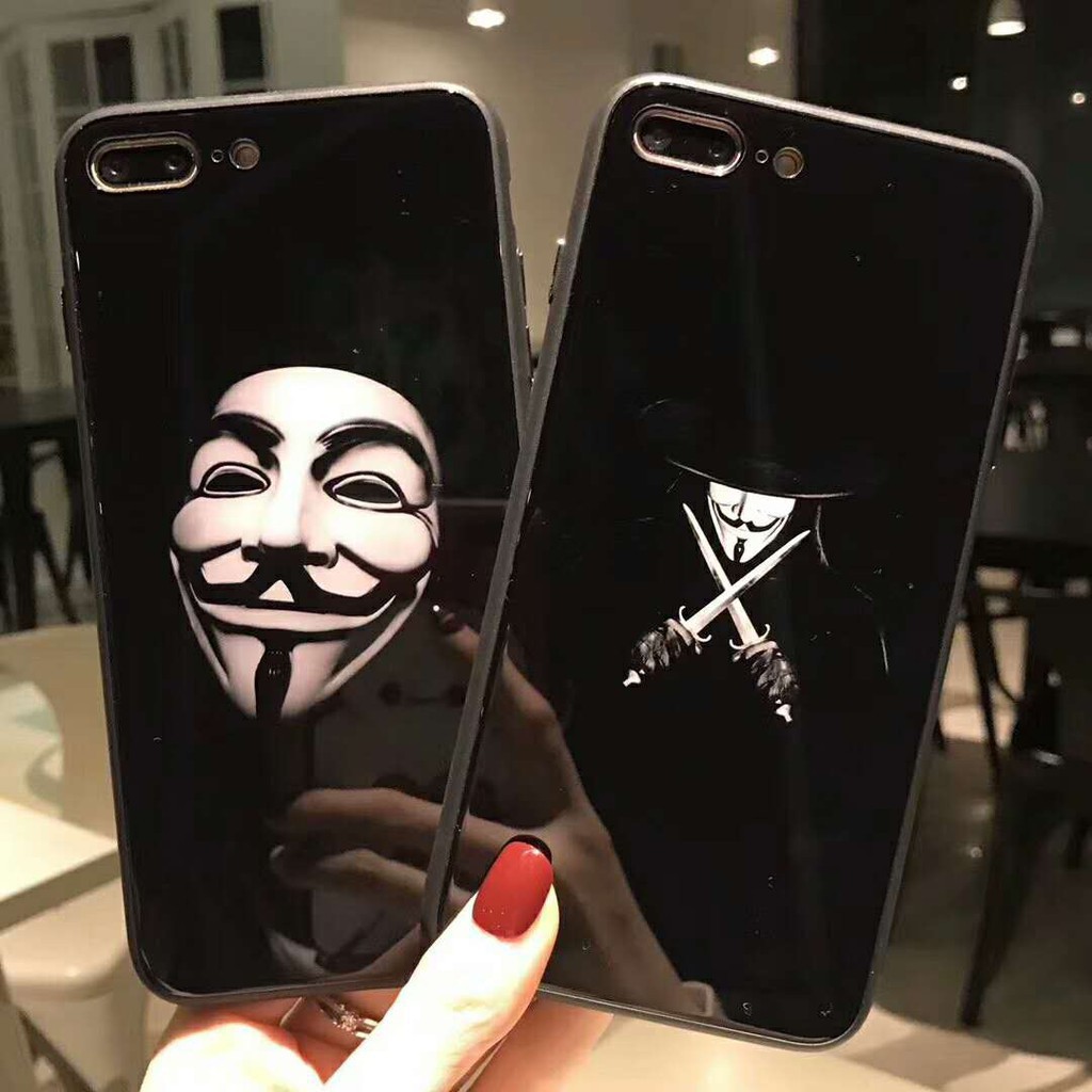 ốp lưng iphone ốp kính cường lực hacker Anonymous  dành cho iphone 6 6s 7 8  x xs xsmax 11 pro max - k249