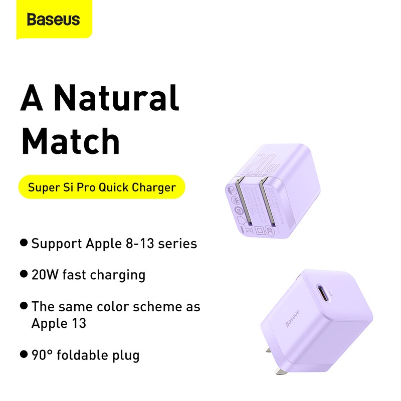Củ sạc nhanh nhỏ gọn Baseus Super Si Pro Quick Charger 1C 20W