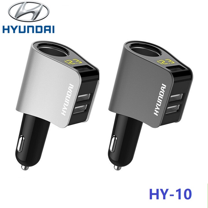 Bộ chia tẩu sạc ô tô Hyundai HY-10, tích hợp 1 cổng tẩu, 3 cổng USB, 3.1A, 80W, Hyundai car charger
