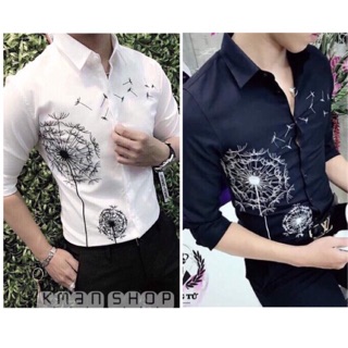 ⚡️Kman_Áo sơ mi nam vải lụa họa tiết cao cấp⚡️