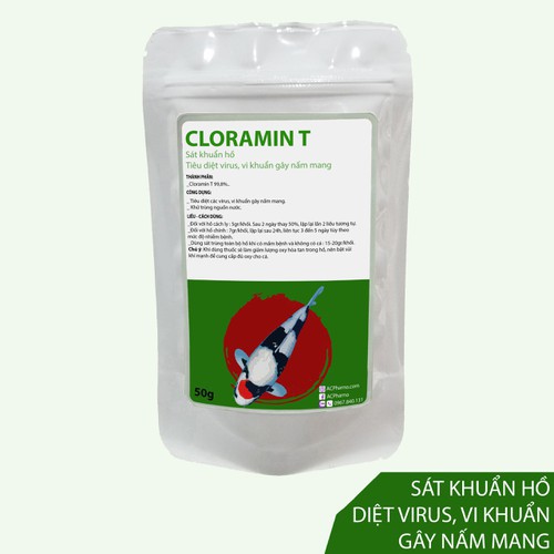 Cloramin T diệt vi khuẩn, virus gây nấm mang trên cá koi, cá vàng, chép nhật. sát trùng, diệt trùng nước Chloramine T