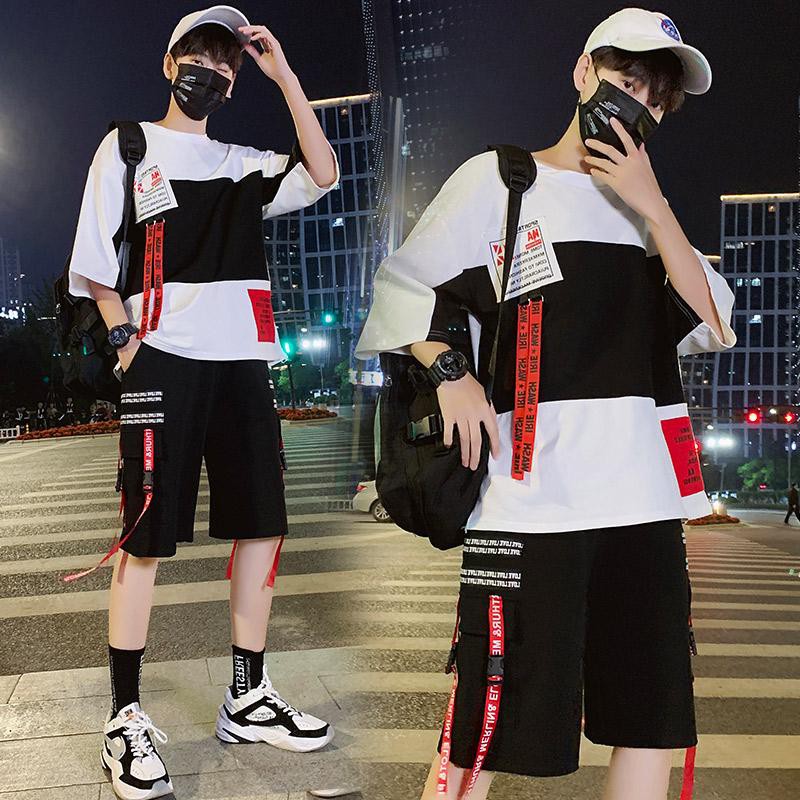 Bộ Quần Áo Thun Nam Cổ Tròn Tay Ngắn Phối Hai Màu Quần Phối Dây Chữ Cá Tính Thời Trang SET NAM 9000039CC | BigBuy360 - bigbuy360.vn