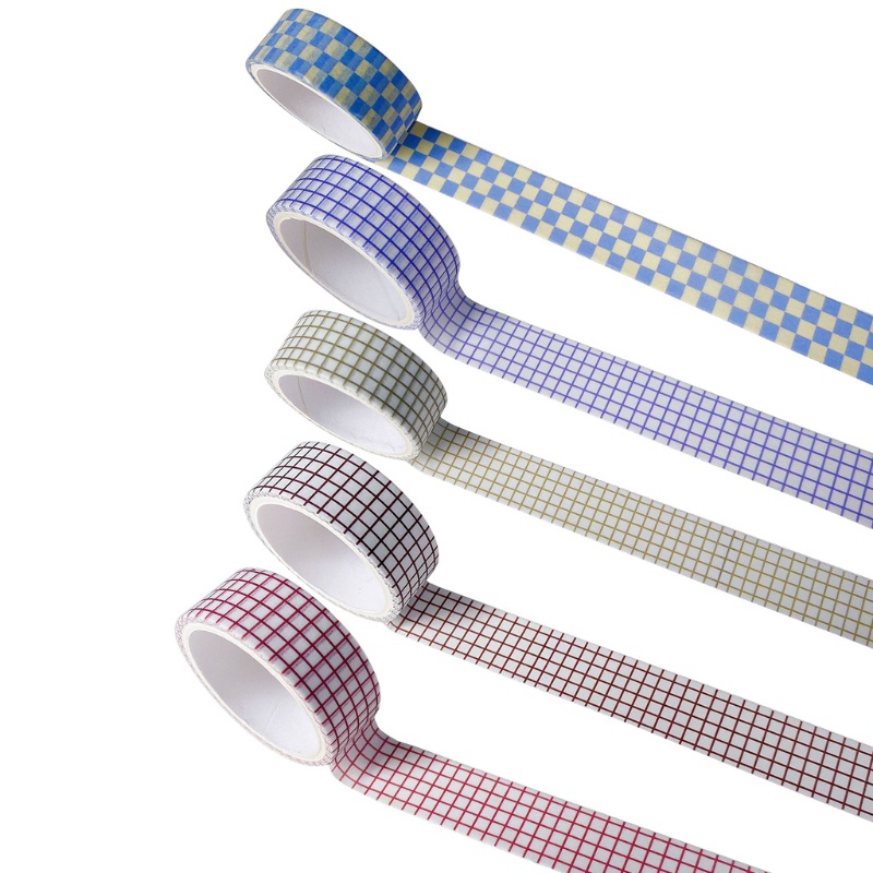 Cuộn Băng Washi 15mm Họa Tiết Kẻ Sọc Dễ Thương Dùng Trang Trí Sổ Tay / Album Ảnh