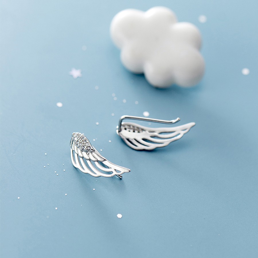 Khuyên Tai Bạc Cá Tính cho Nữ Hình Cánh chim B2429 - Bảo Ngọc Jewelry